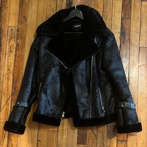 Express Black Faux Fur Jacket